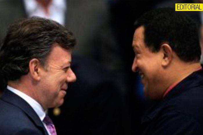 Juan Manuel Santos y Hugo Chávez