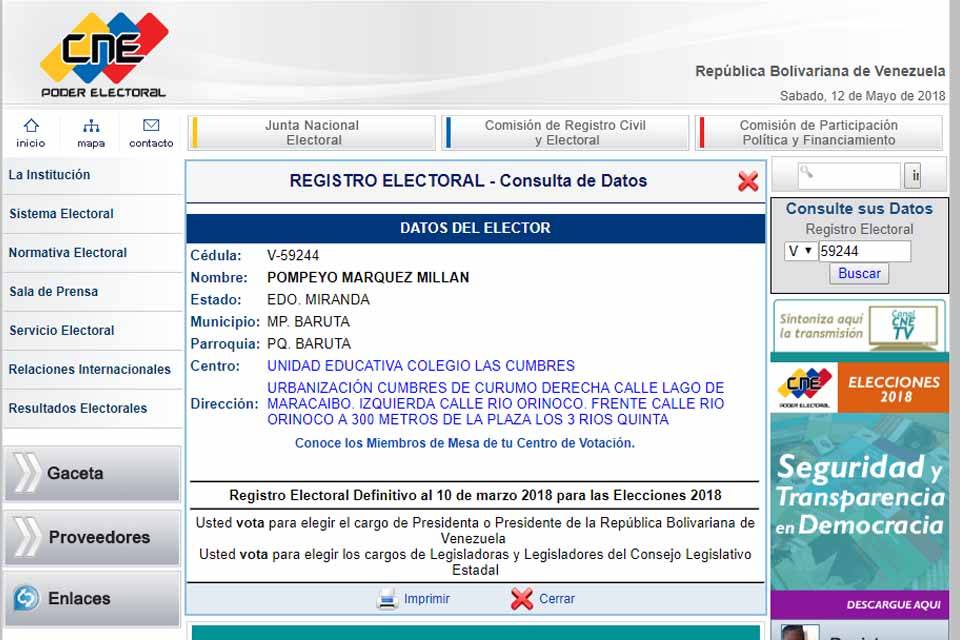 Cédula Pompeyo Márquez