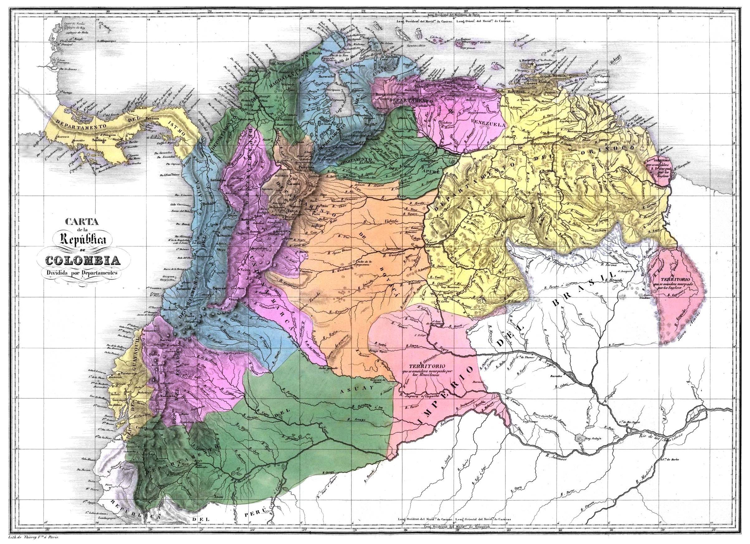 Mapa De La Gran Colombia De 1819 Talcual 