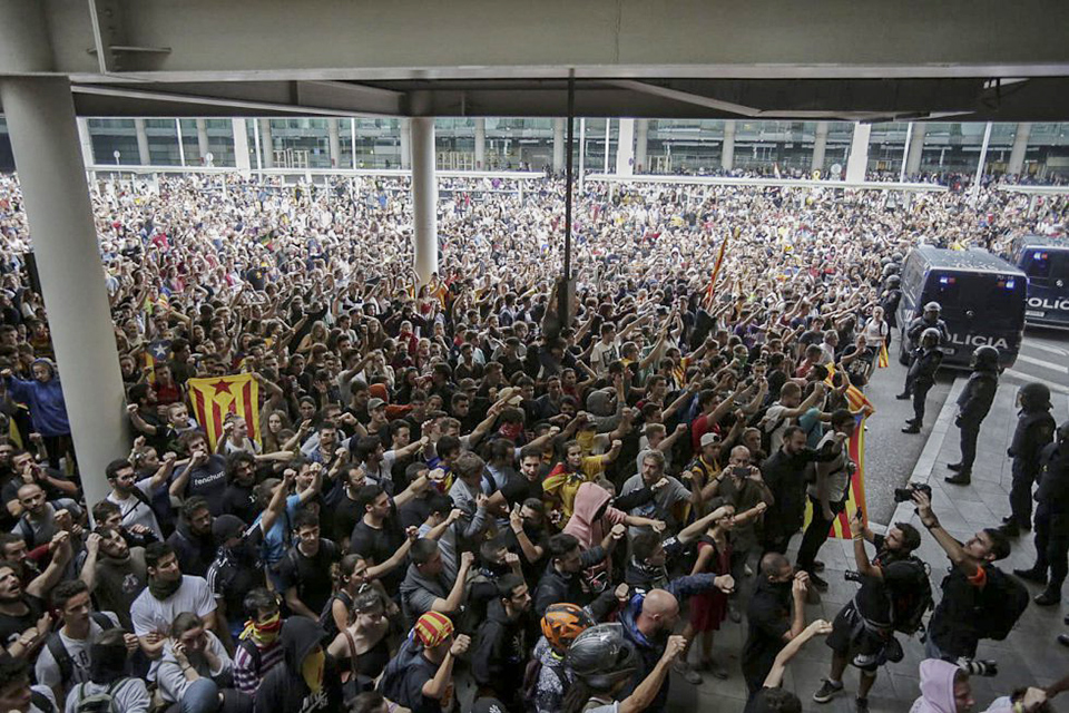 Líderes independentistas catalanes. Las sentencias, que ocurren a pocas semanas de las legislativas, provocaron movilizaciones en Cataluña