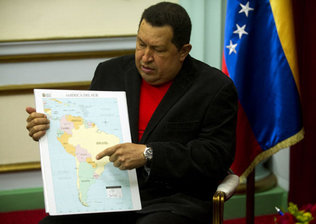 Chavez mapa sin el esequibo