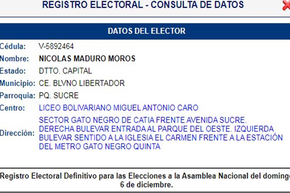 Maduro vota donde quiere
