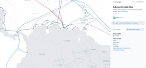 Cables submarinos que llevan internet por fibra óptica a Venezuela