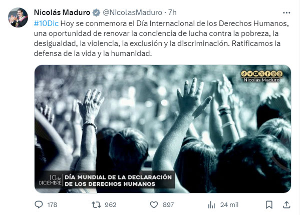 Maduro sobre el Día Internacional de los Derechos Humanos