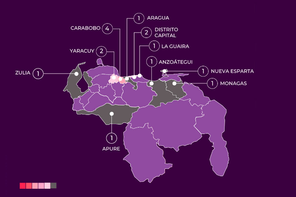 Mapa de femicidios en Venezuela durante diciembre de 2023