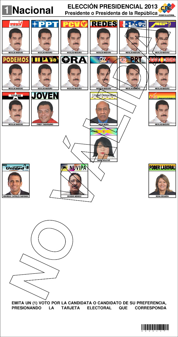 TARJETÓN ELECTORAL 2013 TBT