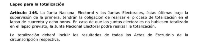 totalización ley organica de procesos electorales cne