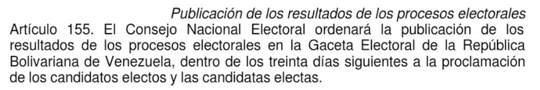 Art 155 Gaceta Electoral ley orgánica del proceso electoral