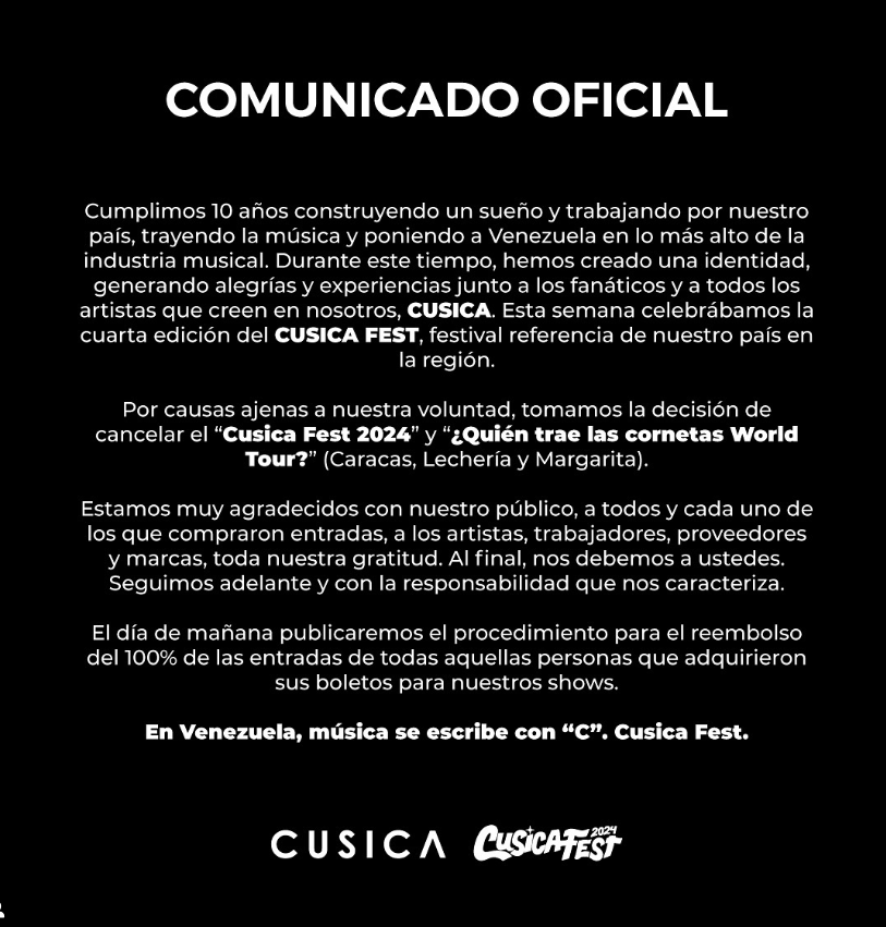 Comunicado Cúsica