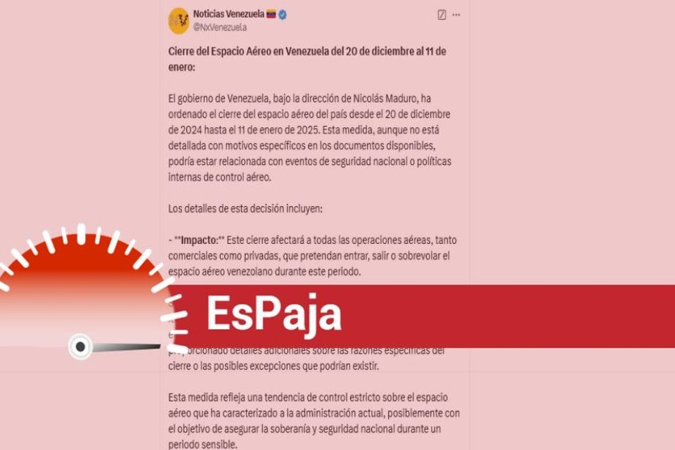 EsPaja Espacio aéreo cierre