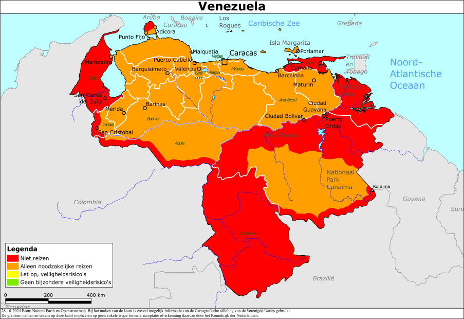 Paises Bajos riesgos de viajar a Venezuela