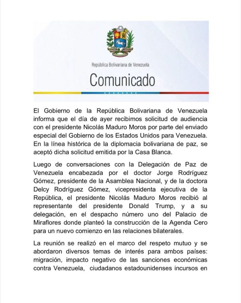 Reunión EEUU y Nicolás Maduro 31 de enero 