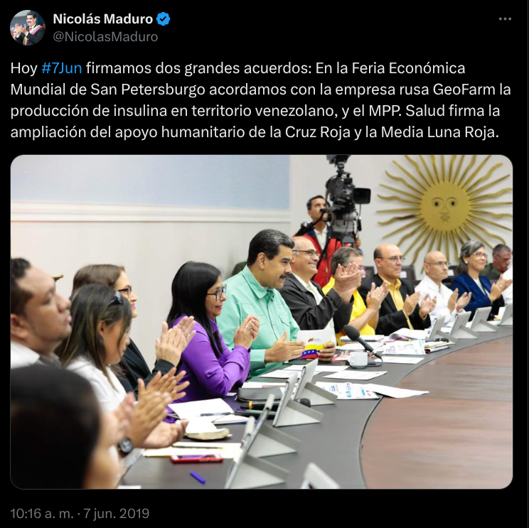 Twitter X Maduro insulina Rusia
