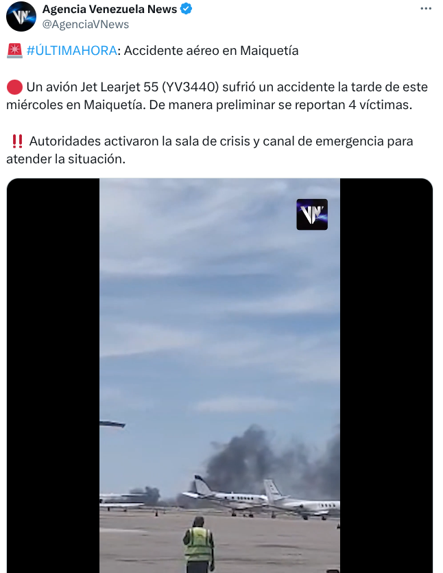 Accidente aeronave Maiquetía